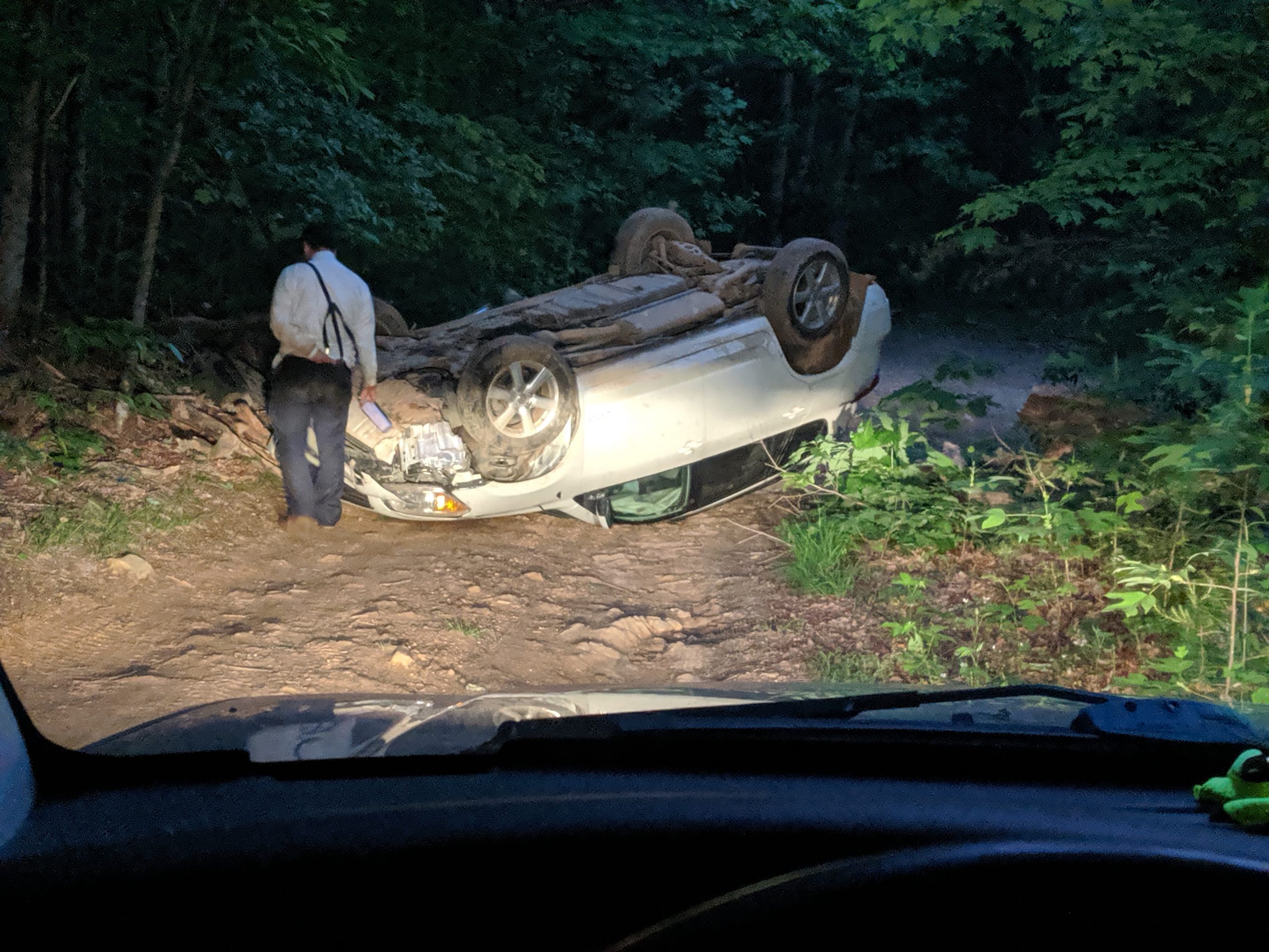 Vehicle rollover on an off road trail